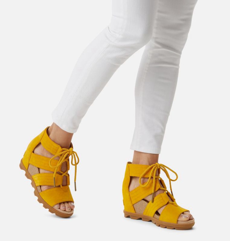 Womens Sandals Yellow - Sorel Joanie™ II Lace Wedge - 172584-LEC